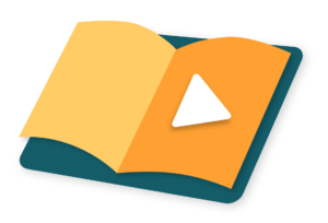 Das Playbook als Logo in gelb-orange, mit einem kleinen weißen Dreieck als Playbutton.