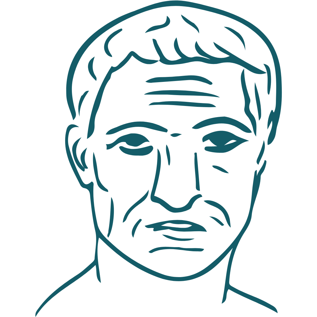 Das gezeichnete Profilbild von Julius Caesar.