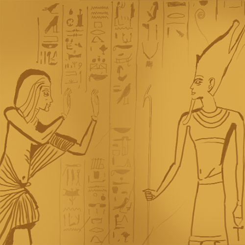 Eine Zeichnung von aegyptischen Hieroglyphen.