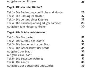 Arbeitsblatt Inhaltsverzeichnis 2