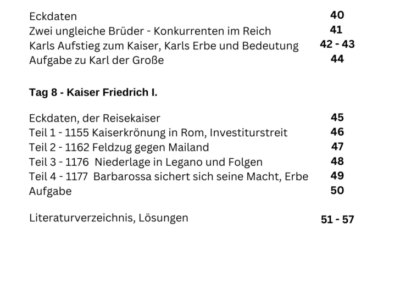 Arbeitsblatt Inhaltsverzeichnis 3 Mittelalter