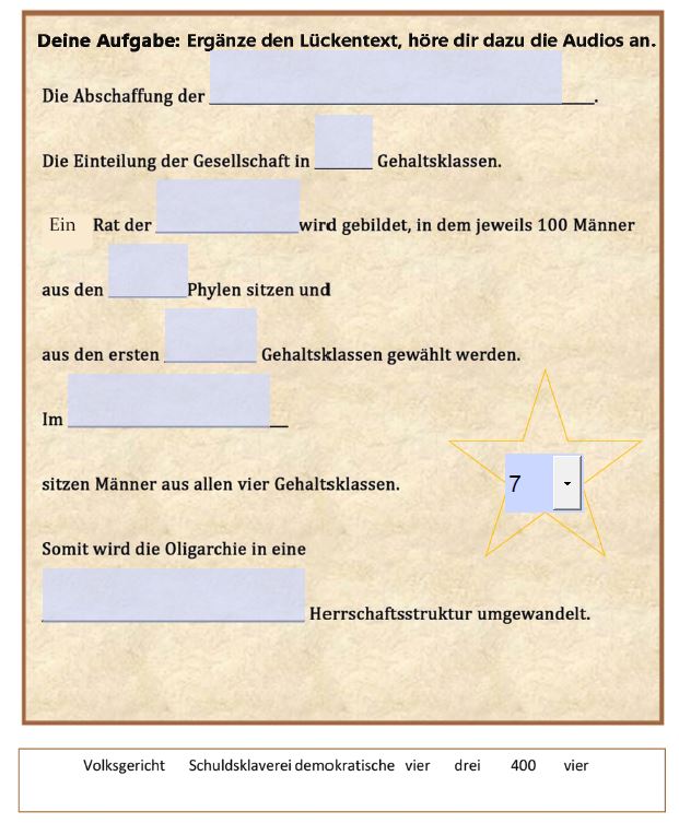 LĂĽckentext - Aufgabe zu Solons Reformen Lueckentext Aufgabe mit Loesungen zu Solons Reformen aus dem Uebungsheft