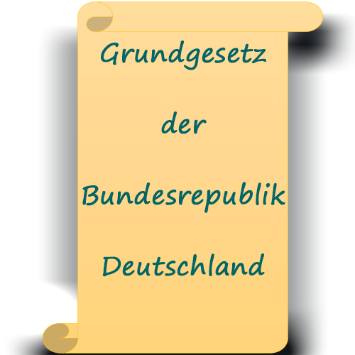 Eine Schriftrolle auf der Grundgesetz der Bundesrepublik Deutschland steht.