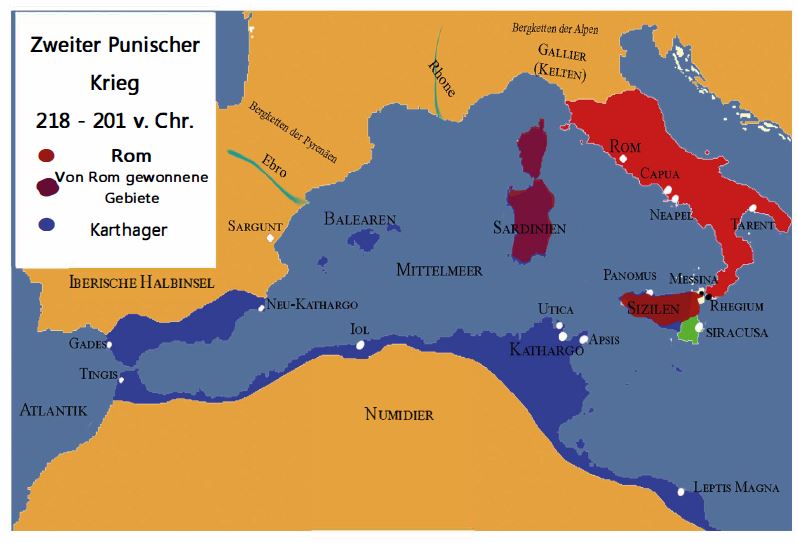 Karte zweiter Punischer Krieg